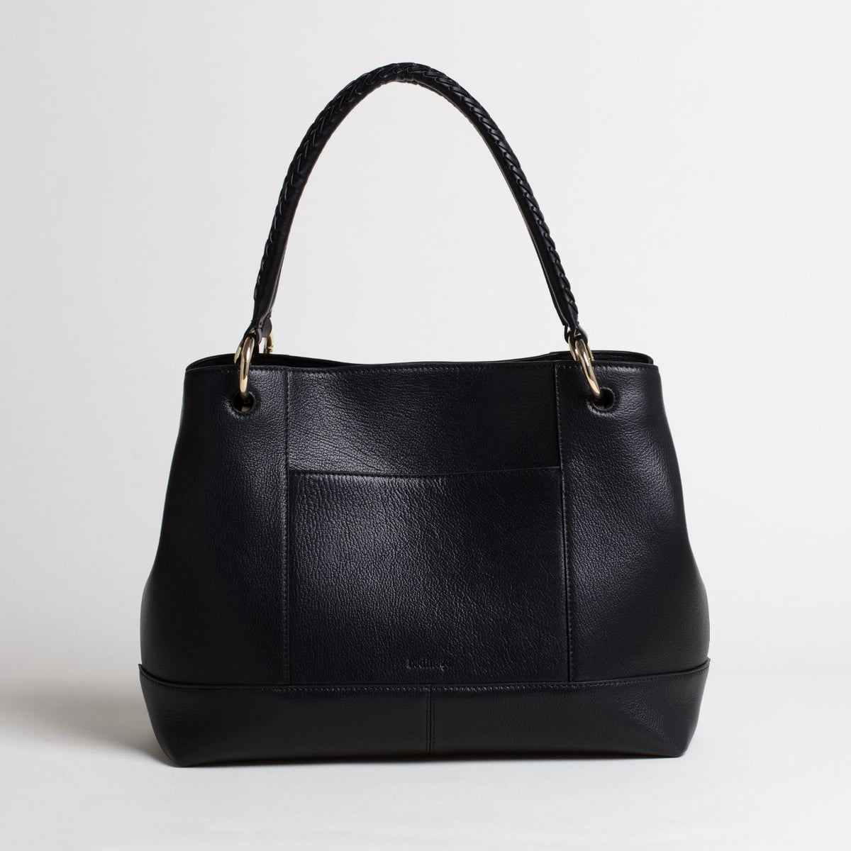 Grand Sac Cabas En Cuir Gras Marron Patiné - Anses Doubles - Made In Italy - Occasion Bon état