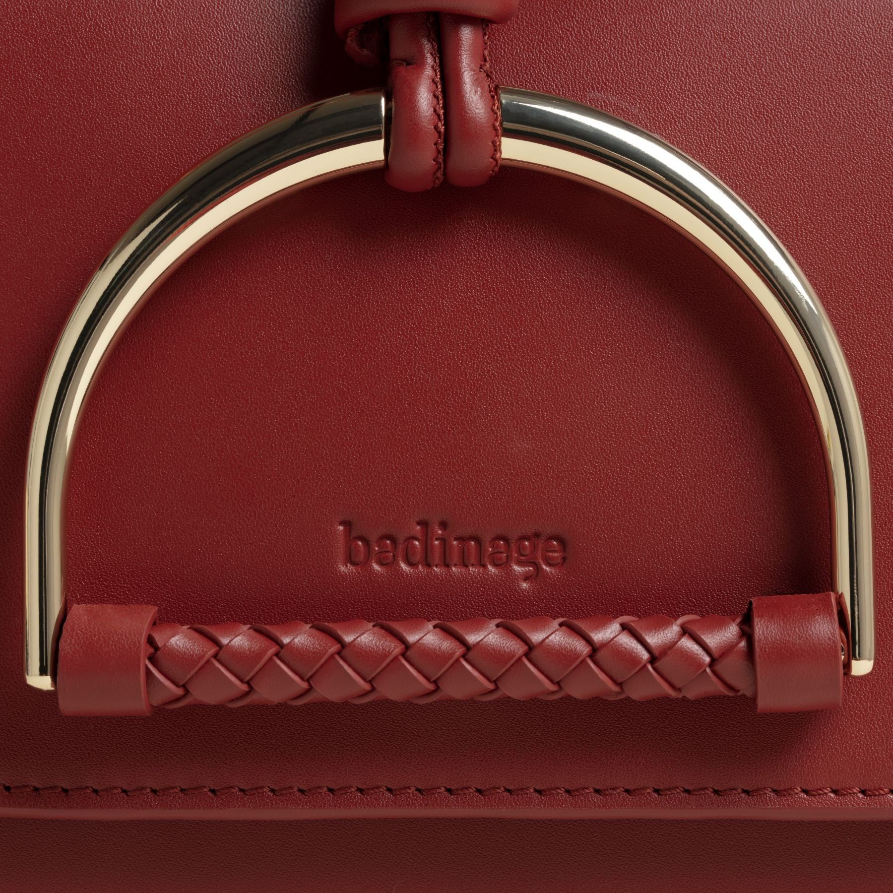 Sac en cuir Sirinda Mini Rouge Tressage #couleur_safran